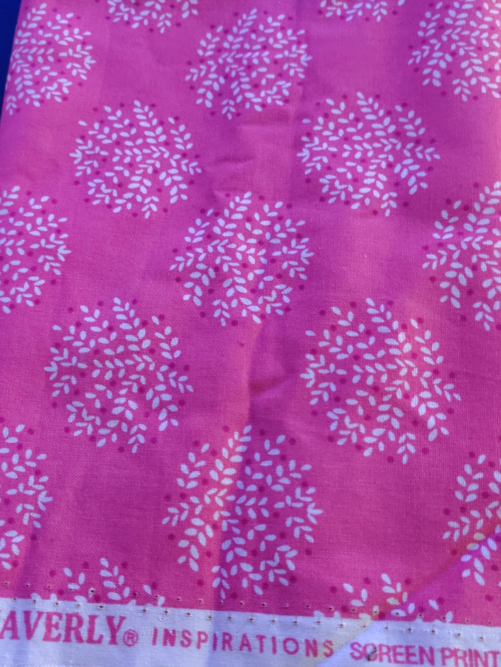 Waverly Pink Cotton Fabric with White Clustered Floral Motif 44 Wide By 1 Yd